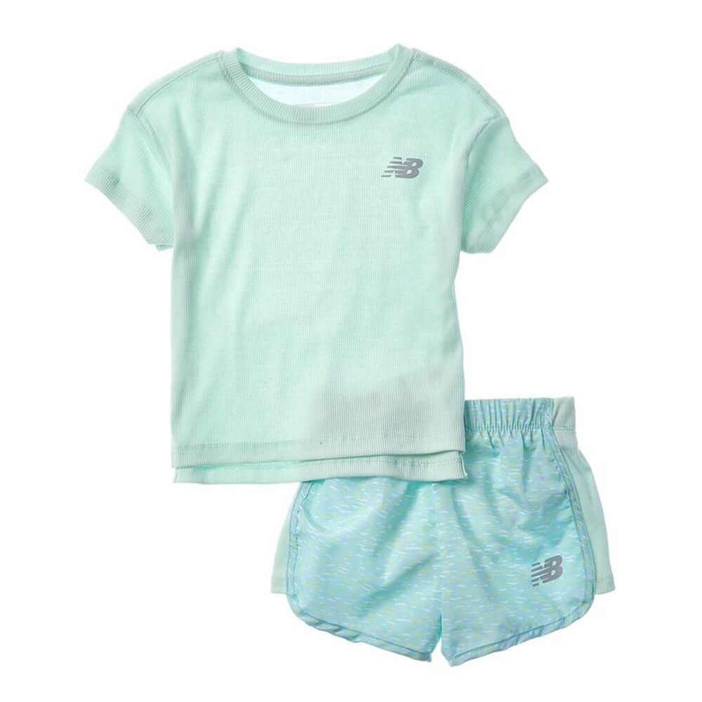 New Balance Girls  2Pc T-Shirt & Woven Short Set, Green
